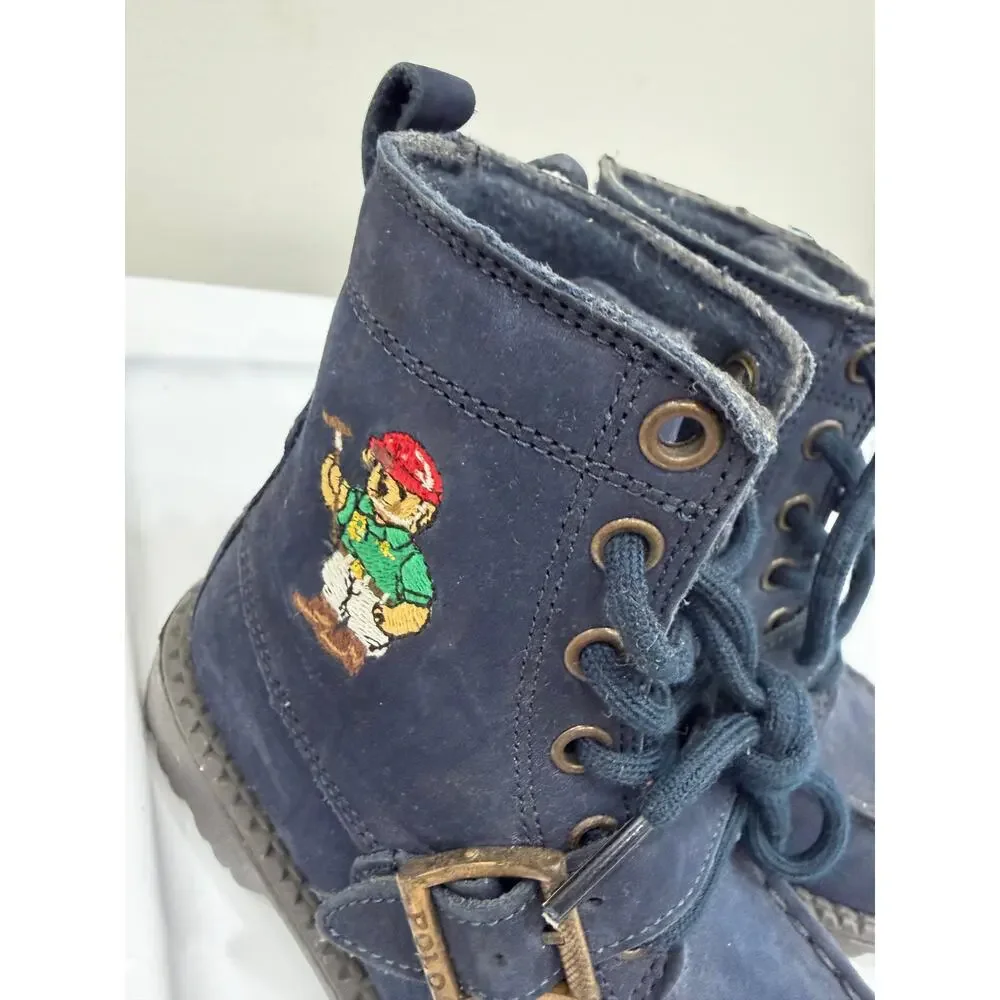 Polo Ralph Lauren Ranger HI II Mallet Bear Boots Blue Leather Size 11